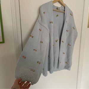 FANM MON WINTER BLOOM PINK ROSE Cotton Cardigan